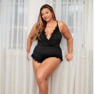 Гребеносная кружевная отделка боди сексуальной обертки передние тедди и бюзек